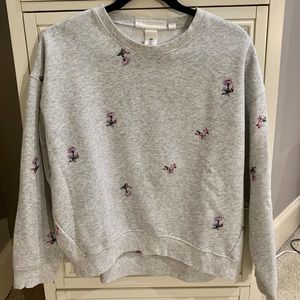 H&M Floral Embroidered Grey Sweatshirt